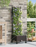 vidaXL Градинска саксия с напояване и колела Кафяво 40 x 40 x 132 см