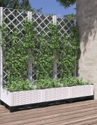vidaXL Градинска саксия с решетка бяла 120x40x1215 см полипропилен