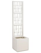 vidaXL Градинска саксия с решетка Бяло 36 x 36 x 140 см ПП