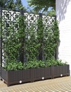 vidaXL Градинска саксия с решетка черна 120x40x1215 см полипропилен