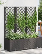 vidaXL Градинска саксия с решетка черна 120x40x136 см полипропилен