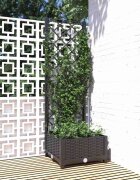vidaXL Градинска саксия с решетка черна 40x40x1215 см полипропилен