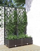 vidaXL Градинска саксия с решетка черна 80x40x1215 см полипропилен
