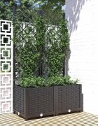 vidaXL Градинска саксия с решетка черна 80x40x136 см полипропилен