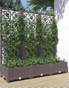 vidaXL Градинска саксия с решетка кафява 120x40x1215 см полипропилен