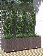 vidaXL Градинска саксия с решетка кафява 120x40x136 см полипропилен