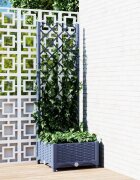 vidaXL Градинска саксия с решетка синьо-сива 40x40x1215 см полипропилен
