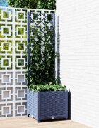 vidaXL Градинска саксия с решетка синьо-сива 40x40x136 см полипропилен