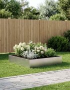 vidaXL Градинска саксия Сребристо 100 x 100 x 20 cm Неръждаема стомана