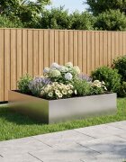 vidaXL Градинска саксия Сребристо 100 x 100 x 30 cm Неръждаема стомана