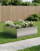 vidaXL Градинска саксия Сребристо 100 x 100 x 50 cm Неръждаема стомана
