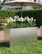 vidaXL Градинска саксия Сребристо 100 x 30 x 40 см Неръждаема стомана