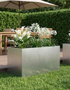 vidaXL Градинска саксия Сребристо 100 x 50 x 50 cm Неръждаема стомана