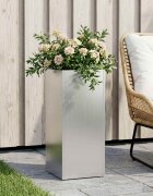 vidaXL Градинска саксия Сребристо 20 x 20 x 40 см Поцинкована стомана