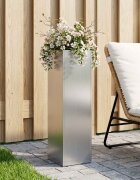 vidaXL Градинска саксия Сребристо 20 x 20 x 75 см Поцинкована стомана