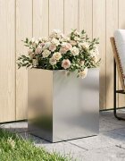 vidaXL Градинска саксия Сребристо 40 x 30 x 40 см Неръждаема стомана