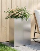 vidaXL Градинска саксия Сребристо 50 x 30 x 75 см Неръждаема стомана