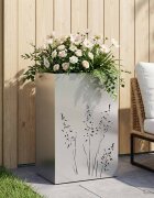 vidaXL Градинска саксия Сребристо 50 x 30 x 75 см Поцинкована стомана