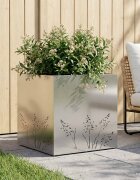 vidaXL Градинска саксия Сребристо 50 x 50 x 49 cm Неръждаема стомана