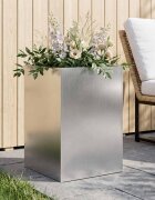 vidaXL Градинска саксия Сребристо 50 x 50 x 75 cm Неръждаема стомана