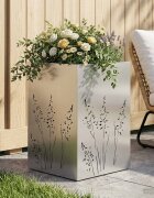vidaXL Градинска саксия Сребристо 50 x 50 x 75 cm Неръждаема стомана