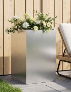 vidaXL Градинска саксия Сребристо 50 x 50 x 75 cm Поцинкована стомана