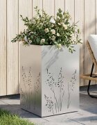 vidaXL Градинска саксия Сребристо 50 x 50 x 75 cm Поцинкована стомана