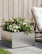 vidaXL Градинска саксия Сребристо 60 x 60 x 30 cm Неръждаема стомана