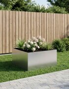 vidaXL Градинска саксия Сребристо 80 x 80 x 40 cm Неръждаема стомана