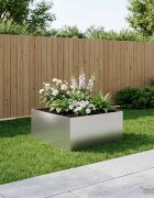 vidaXL Градинска саксия Сребристо 80 x 80 x 40 cm Поцинкована стомана