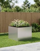 vidaXL Градинска саксия Сребристо 80 x 80 x 60 см Поцинкована стомана