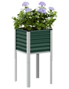 vidaXL Градинска саксия зелена 45x45x88 см стомана