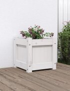 vidaXL Градинска сандък бял 31x31x31 см борово дърво масив