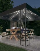 vidaXL Градинска шатра с LED светещи стрингове 3х3 м антрацит
