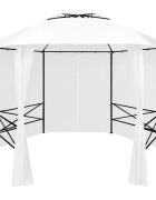 vidaXL Градинска шатра със завеси 360x312x265 см бяла 180 г/м²
