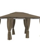 vidaXL Градинска шатра със завеси 4x3 м таупе 180 г/м²