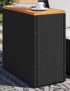 vidaXL Градинска странична маса с дървен плот черна 58x275x55 см полиратан