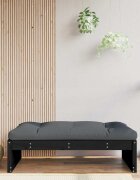 vidaXL Градинска табуретка черна 120x80 см борова дървесина масив