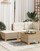 vidaXL Градинска табуретка с възглавница Бежов 635x56x32 см полиратан