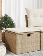 vidaXL Градинска табуретка с възглавница бежова 55x55x37 см полиратан