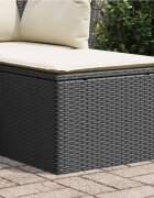 vidaXL Градинска табуретка с възглавница черна 55x55x37 см полиратан