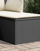 vidaXL Градинска табуретка с възглавница черна 55x55x37 см полиратан