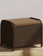 vidaXL Градинска табуретка с възглавница кафява 55x55x37 см полиратан