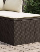 vidaXL Градинска табуретка с възглавница кафява 55x55x37 см полиратан