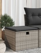 vidaXL Градинска табуретка с възглавница сива 55x55x37 см полиратан