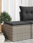 vidaXL Градинска табуретка с възглавница сива 55x55x37 см полиратан