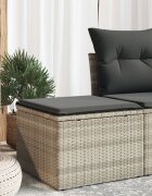 vidaXL Градинска табуретка с възглавница сива 55x55x37 см полиратан