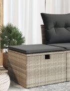 vidaXL Градинска табуретка с възглавница сива 55x55x37 см полиратан
