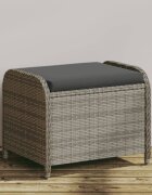 vidaXL Градинска табуретка с възглавница сива 58x46x46 см полиратан