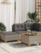 vidaXL Градинска табуретка с възглавница сива 635x56x32 см полиратан